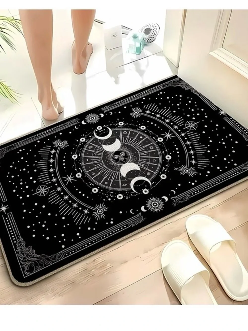Sun and Moon Door Mat 17*30,Witchy Celestial Gothic Doormat
